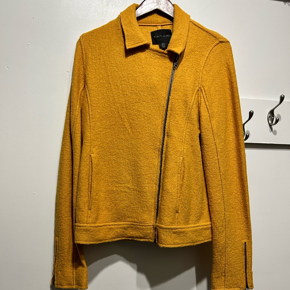 Tahari asymmetric zip-front jacket